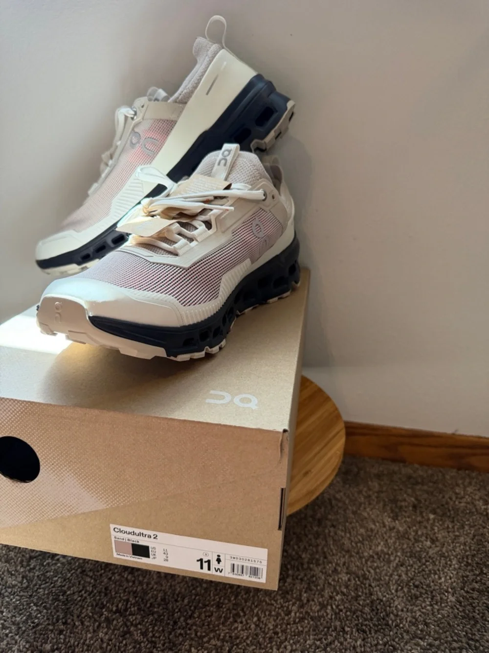 On Cloudmonster Women's Athletic Shoes in Blush/White - Picture 2 of 3